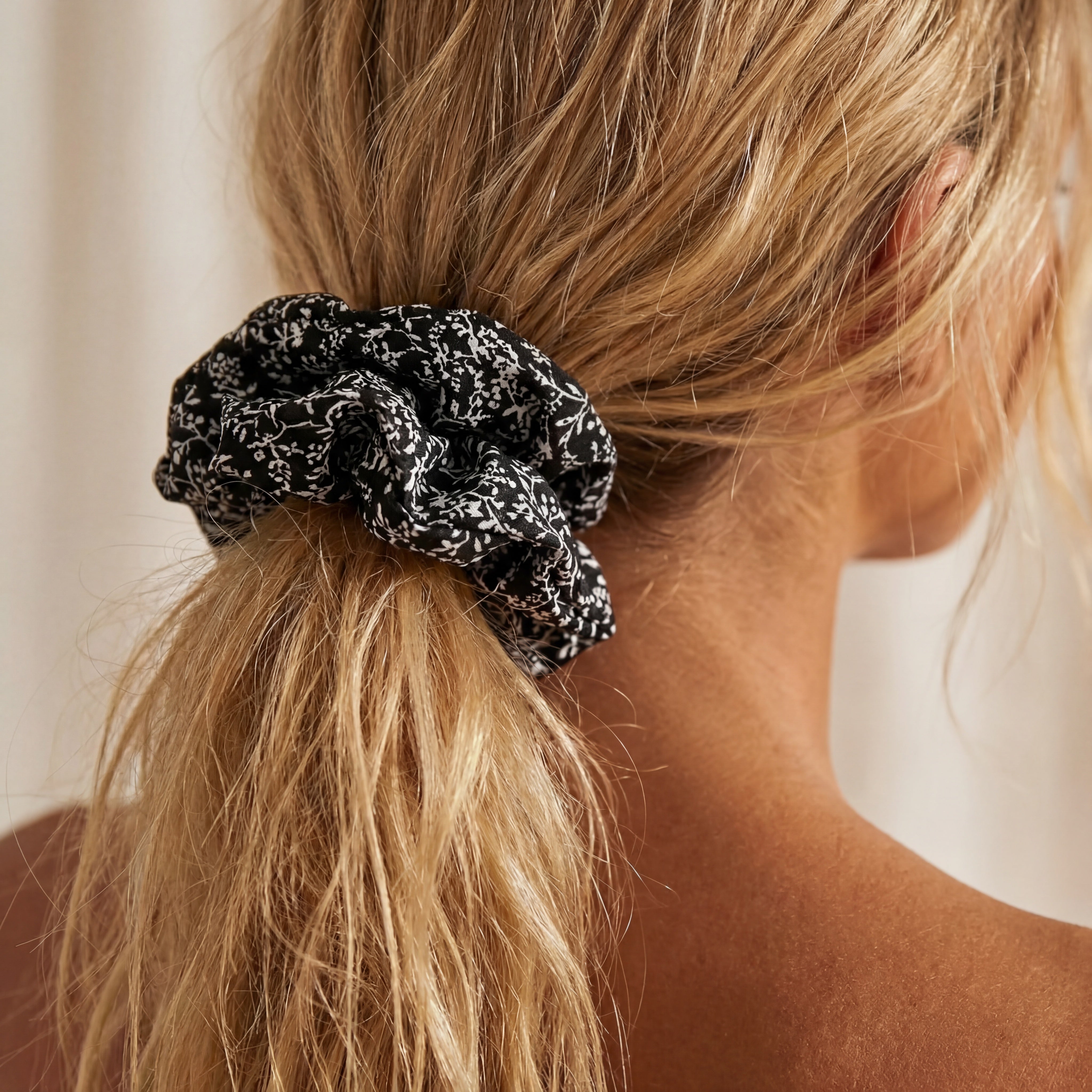 The LYVIA Black Floral Scrunchie