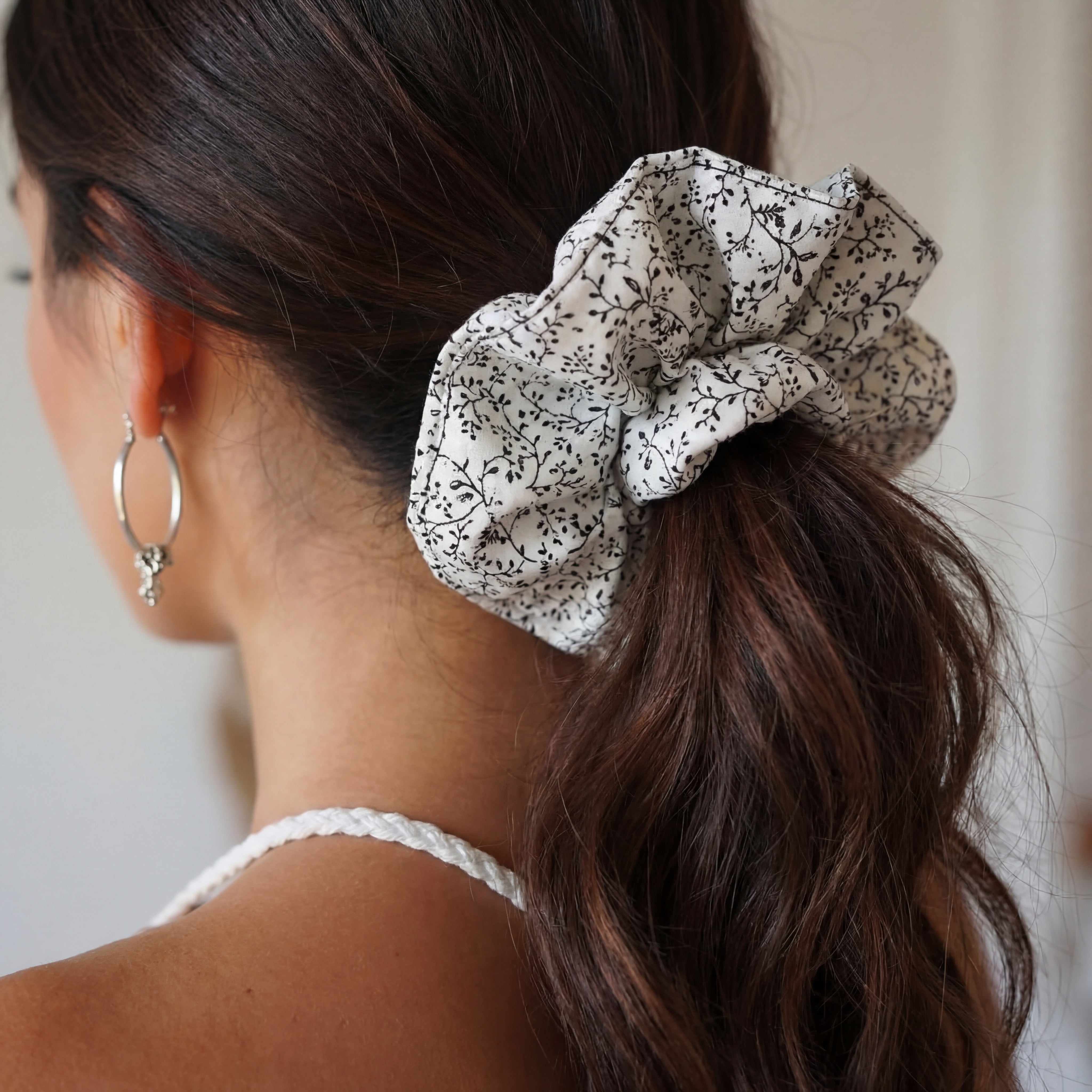 The LYVIA Floral White Scrunchie